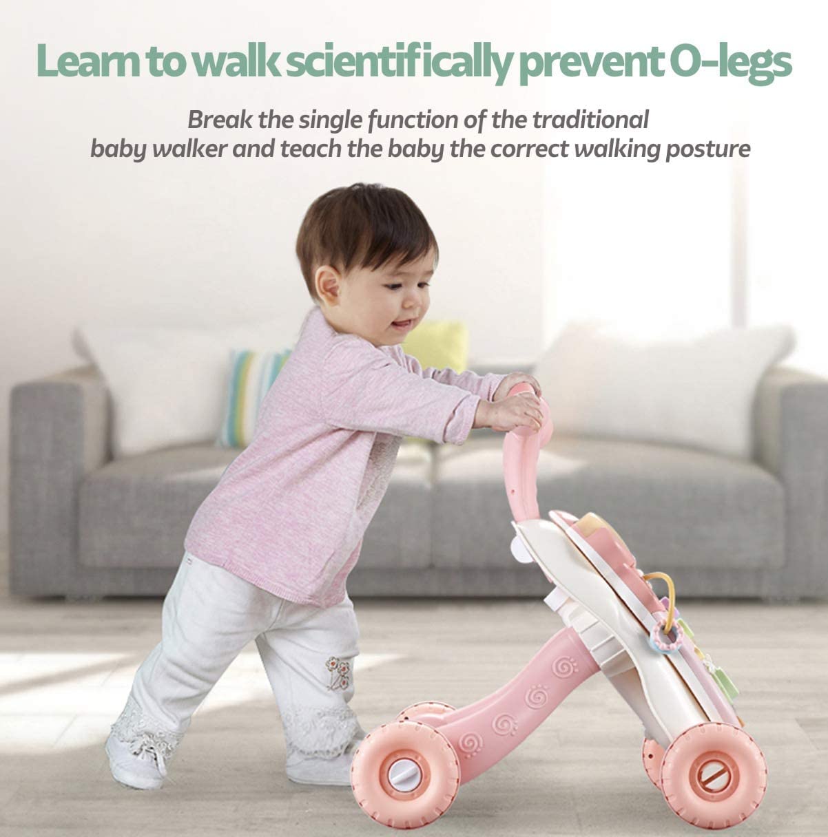 Baby Sit-To-Stand Learning Walker, 2 In 1 Baby Walker For Girls Boys, Educational Baby Push Walkers With Entertainment Activity
