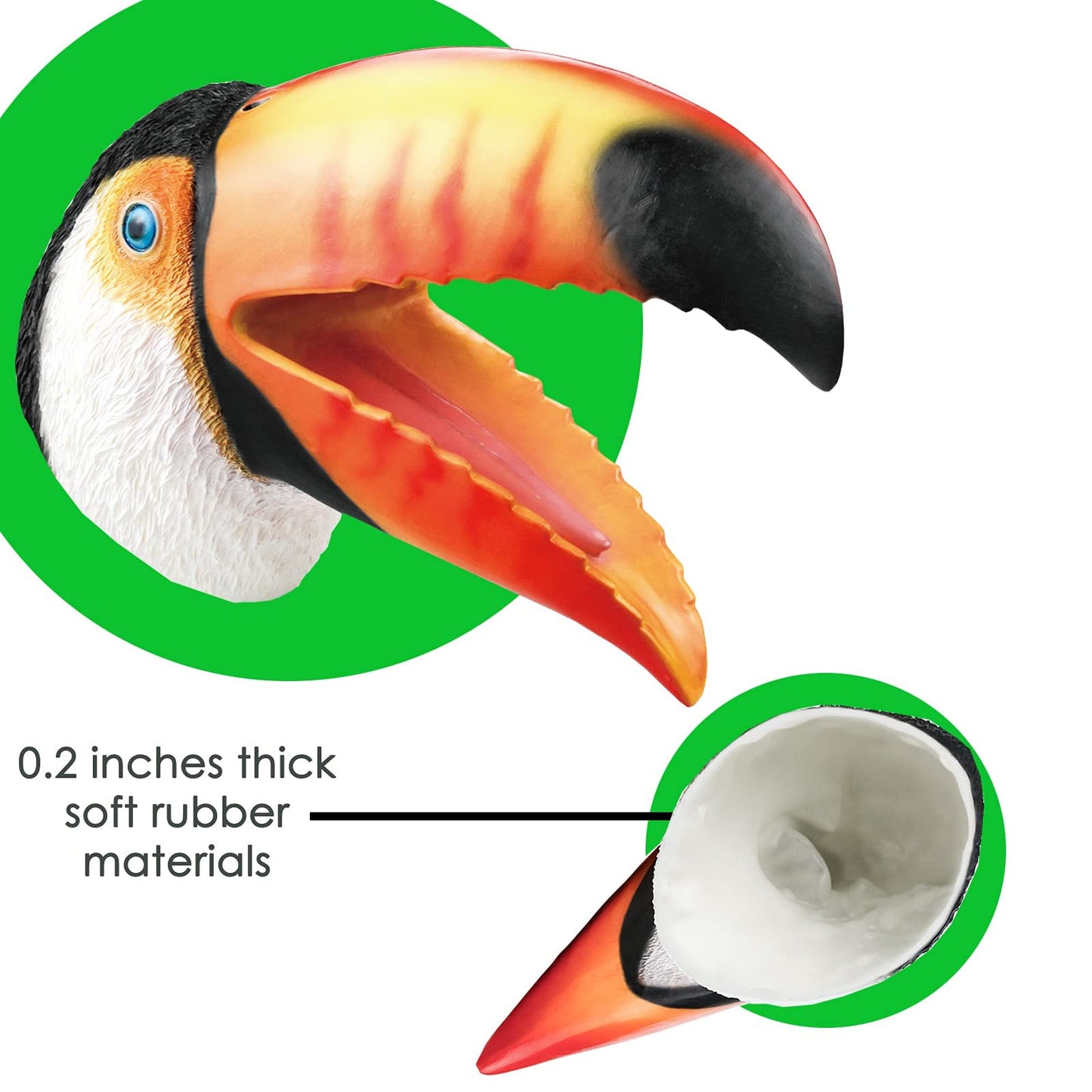 Gemini&Genius Toucan Hand Puppet For Kids Swimming Pool Beach Bathing Toys Soft Rubber Realistic Birds Puppets Action Figure Wil