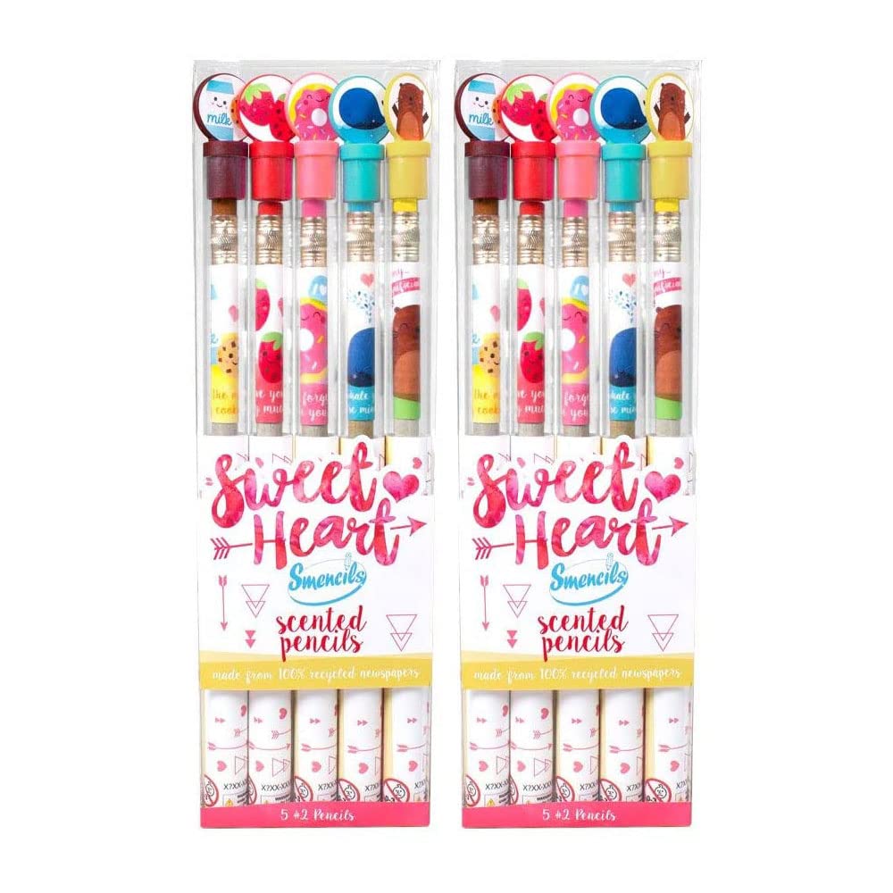 Scentco Sweetheart Smencils (2 Pack) - HB #2 Scented Pencils, 5 Count, Stocking Stuffer, Gifts for Kids, School Supplies, Classr