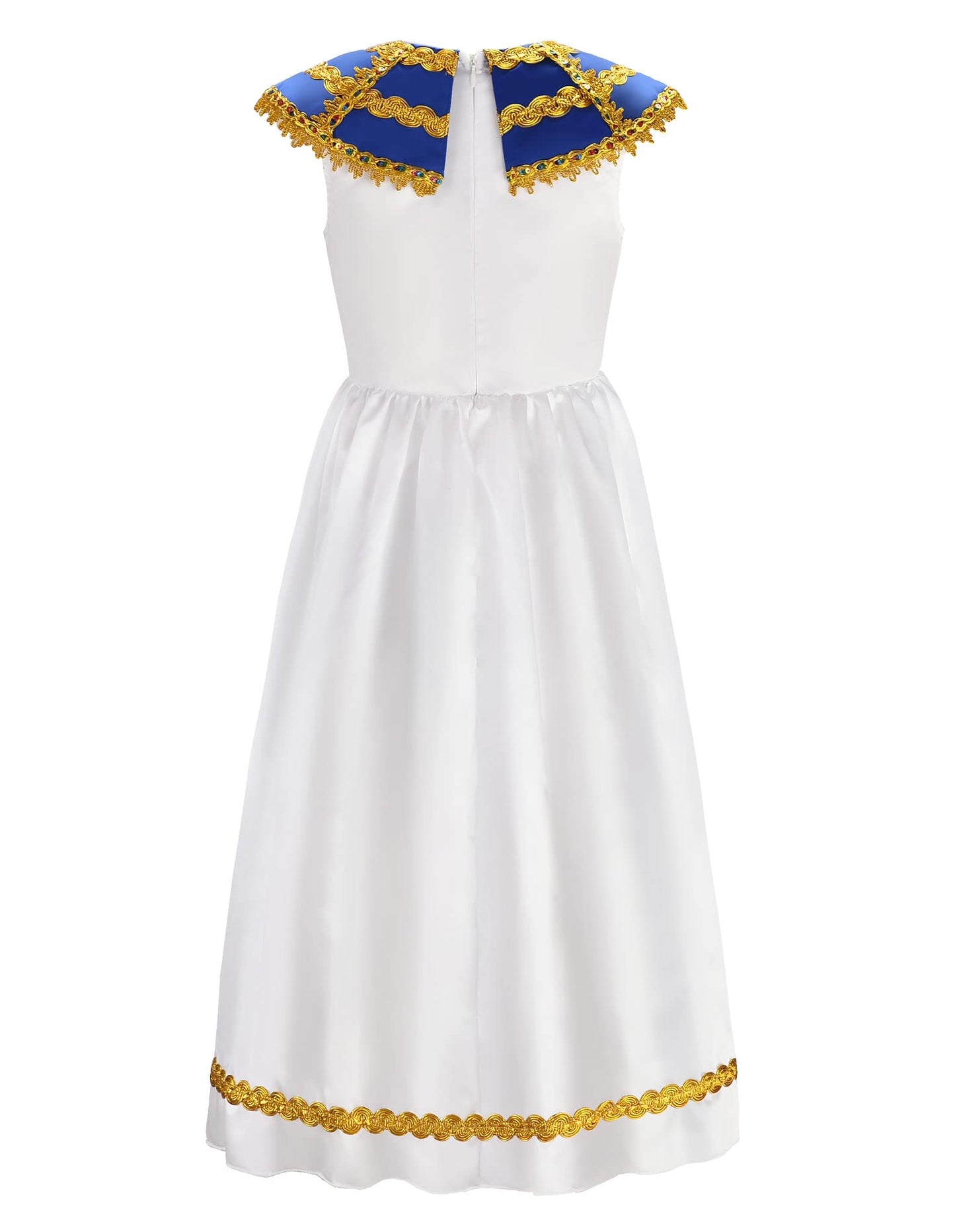 Relibeauty Egyptian Costume Kids Girls Halloween Pharaoh Costume For Girls, 140 White
