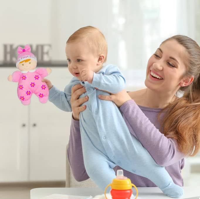 June Garden 9' My First Doll Noah - Soft Plush Baby Doll With Rattle - Baby Blue Outfit