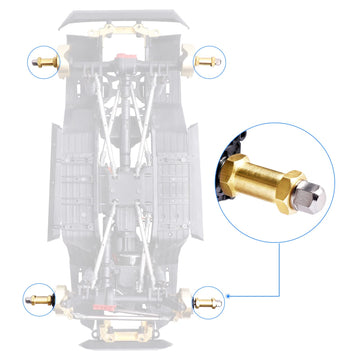 4Pcs Crazyhobby Brass Rc 12Mm Wheel Hubs Extensions Wheel Spacers Hex Drive Adapter For 1/10 Rc Crawler Axial Scx10 & Scx10 Ii 9