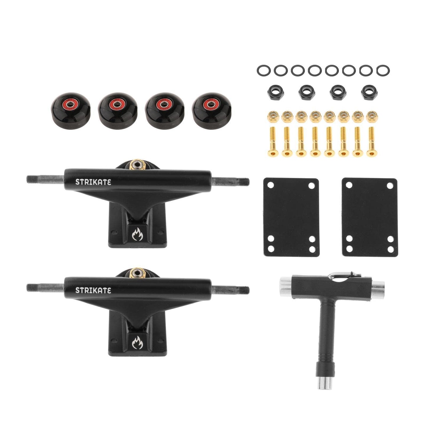 Loom Tree Skateboard Trucks 52mm Wheels and Bearings with Pads Red Bearings