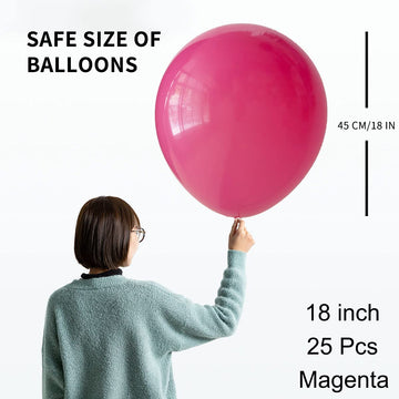 Oupking 18 Inch Magenta Balloons Big Latex Balloon Giant Thick Hot Pink Balloons For Party Decorations Pack Of 25