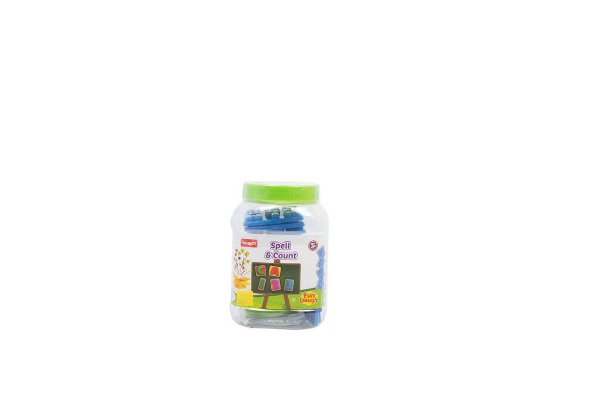 Funskool Fundough Spell And Count Jar, 2 Tubs Of Dough, Toys For Kids, Shaping, Sculpting, 3 Years And Above, Multicolour