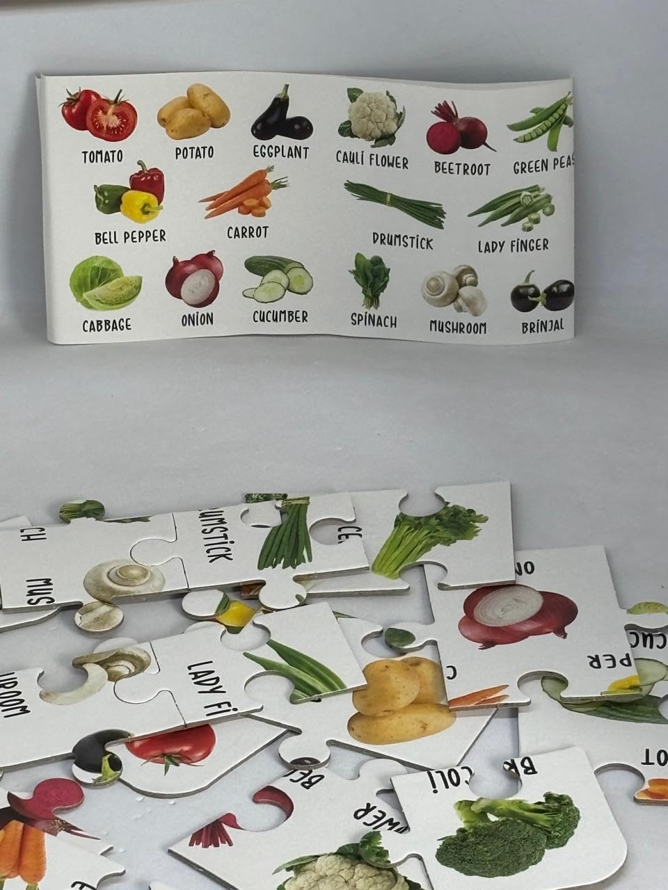 Bricks & Blocks Vegetables Jigsaw Puzzle Set | Colorful Vegetable Shaped Puzzle | Learning Jigsaw | Montessori Early Learning & 