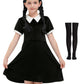 Girls Halloween Velvet Short Sleeve Peter Pan Collar A-Line Black Party Dresses 11-12 Years