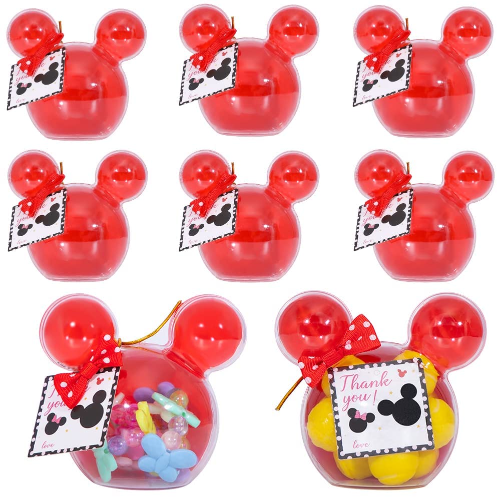 Fozi Cozi, 8 Pack Cartoon Mouse Birthday Party Supplies Girl-Mouse Party Favors,Ice Cream Bowls Containers,Candy Box, Red