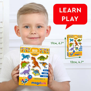 Dinosaur Magnets - Fridge Magnets For Kids -15 Large Fridge Magnets For Toddlers -Refrigerator Magnets For Kids- Baby Magnets Animal Magnets Kids Magnets - Toddler Toys Magnetic Toys Baby Toys