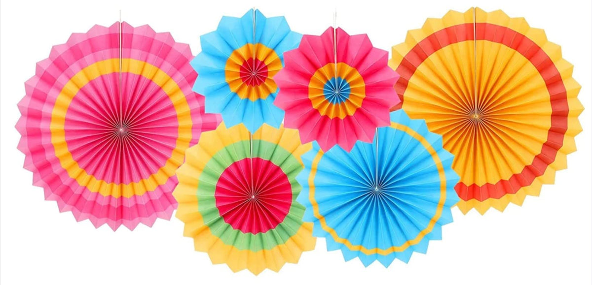 Atpata Funky Paper Fans for Party Wall Decor and Backdrop (Set of 6 Pcs.) (Festive)