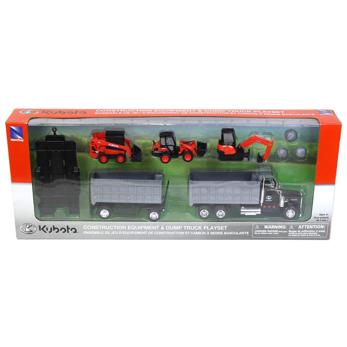 New Ray Kubota Construction Vehicle with 1:43 Kenwood Dump Truck Set