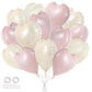 TONIFUL 30Pcs 18 Inch Pastel Pink Cream White Heart Balloons Valentines Day Heart Shape Foil Mylar Balloons Decoration for Valen