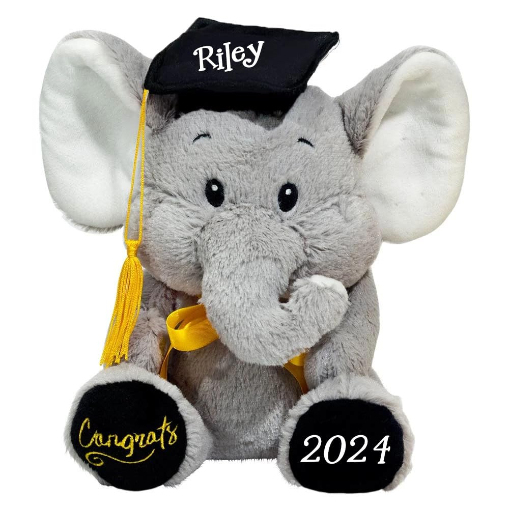 Fiesta Toys Graduation Elephant for High School or College Class of 2024 Graduation Gift Plush Stuffed Animal Keepspirit-inspired flavor with Custom Name - 9 Inches