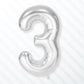 Flyloons 3 number Foil Balloon Silver 16 inch Size For Kids Boys Girls Birthday Decoration Items 3rd Year Balloons Set Three