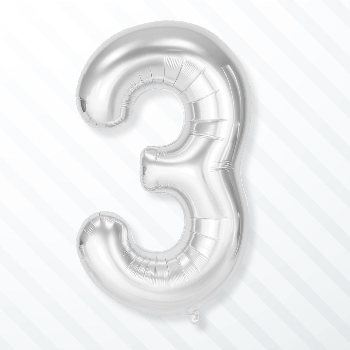 Flyloons 3 number Foil Balloon Silver 16 inch Size For Kids Boys Girls Birthday Decoration Items 3rd Year Balloons Set Three