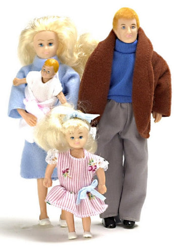 Dollhouse Miniature 1:12 Scale Modern Family Of 4 People Mum Dad Girl Baby