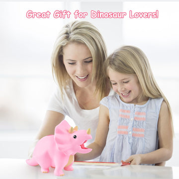Pjdrllc Dinosaur Toys For Kids - Dinosaur Piggy Bank For Girls, Unbreakable Plastic Money Coin Bank, Great Gifts For Birthday, Easter, Christmas (Pink)
