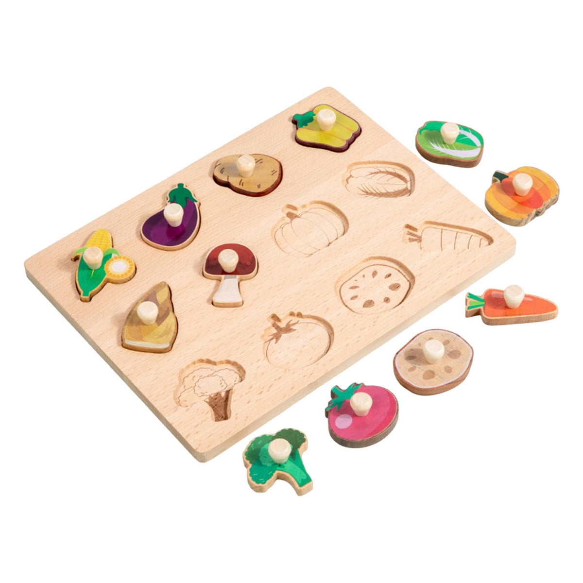MerishoppWooden Shape Peg Puzzle Activity Fine Motor Skill For Toddlers Baby Children Vegetable|Baby|Toys For Baby|Developmental