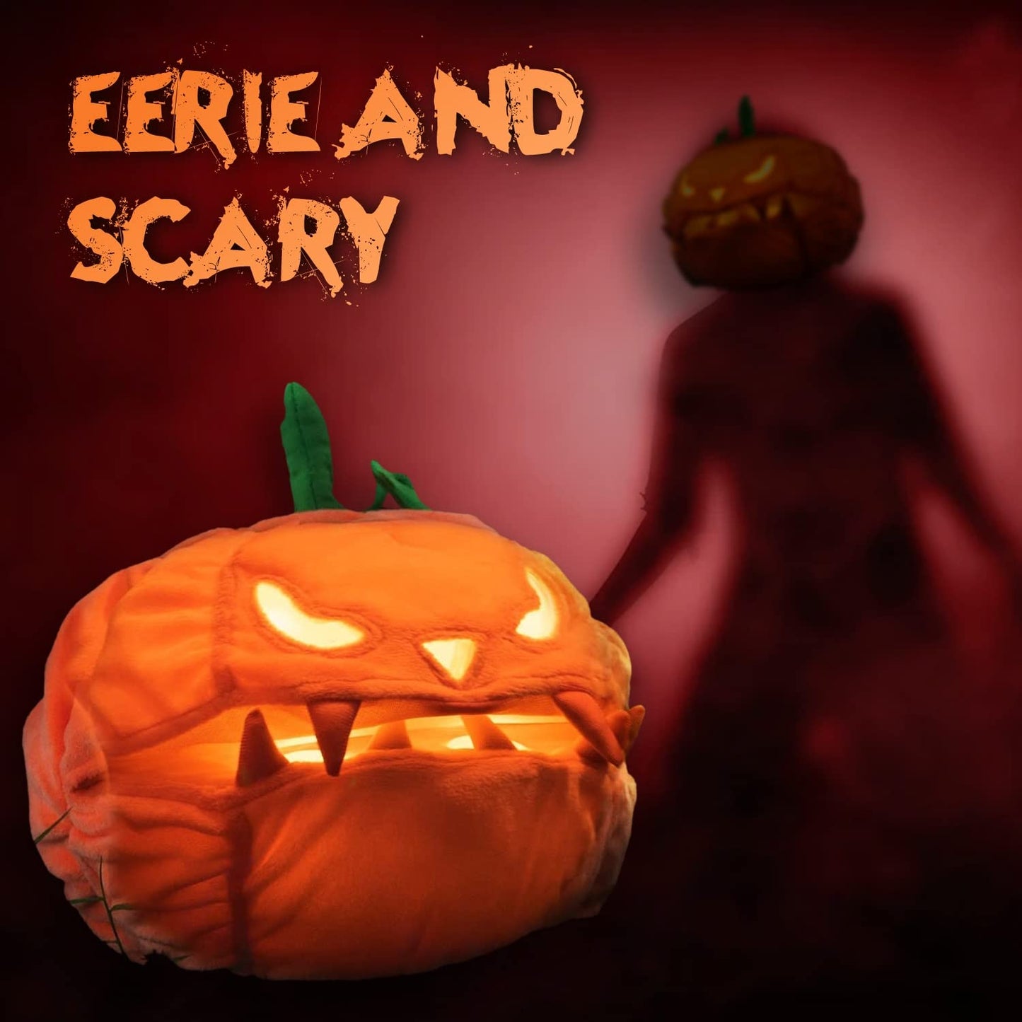 Strudel Boy Eeriescary Jack-O-Lantern Talking Pumpkins Talking Halloween Animatronics Pumpkin Plush Toy Light-Up Halloween Decor