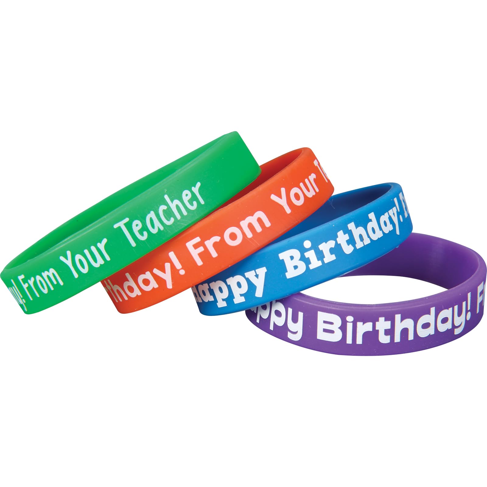 Really Good Stuff Happy Birthday from Your Teacher Silicone Bracelets - Set of 24 - Classroom and Teacher Must Haves, Student Gi