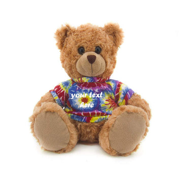 Plushland Teddy Bear 11 Inch, Stuffed Animal Personalized Gift - Great Present For Mothers Day, Valentine Day, Graduation, Birthday,Anniversary, Get Well,Christmas (Mocha Bear, Tyedye)