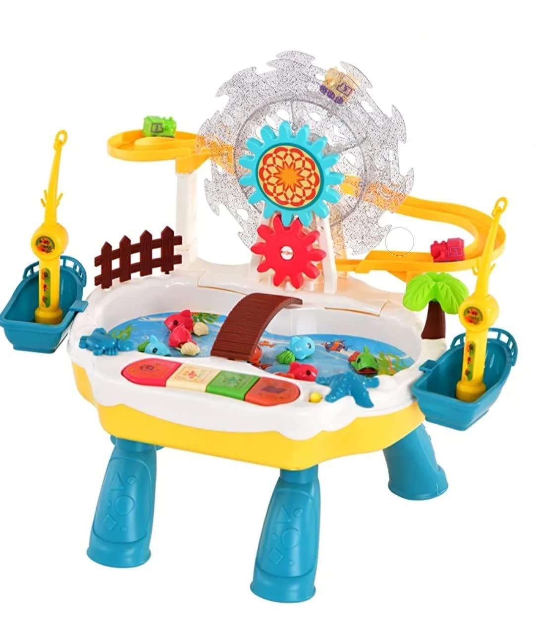 Fishing Game Toy With Slideway & Music | Electronic Magnetic Fishing Pond Set | Learning Educational Toy For Kids Toddlers & Bab