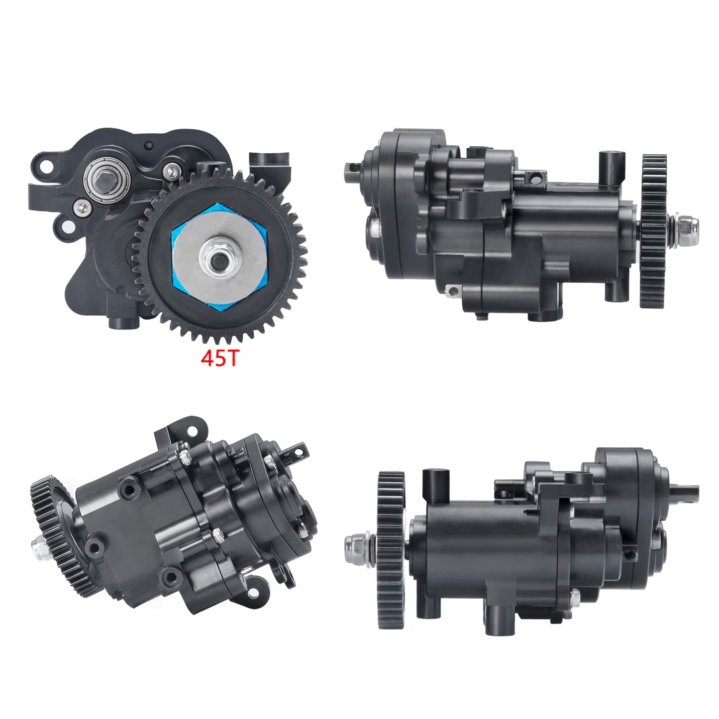 RCLions CNC Aluminum Metal Transmission Case Gearbox with Steel Gear for TRX4 T4 1/10th RC Crawler Car