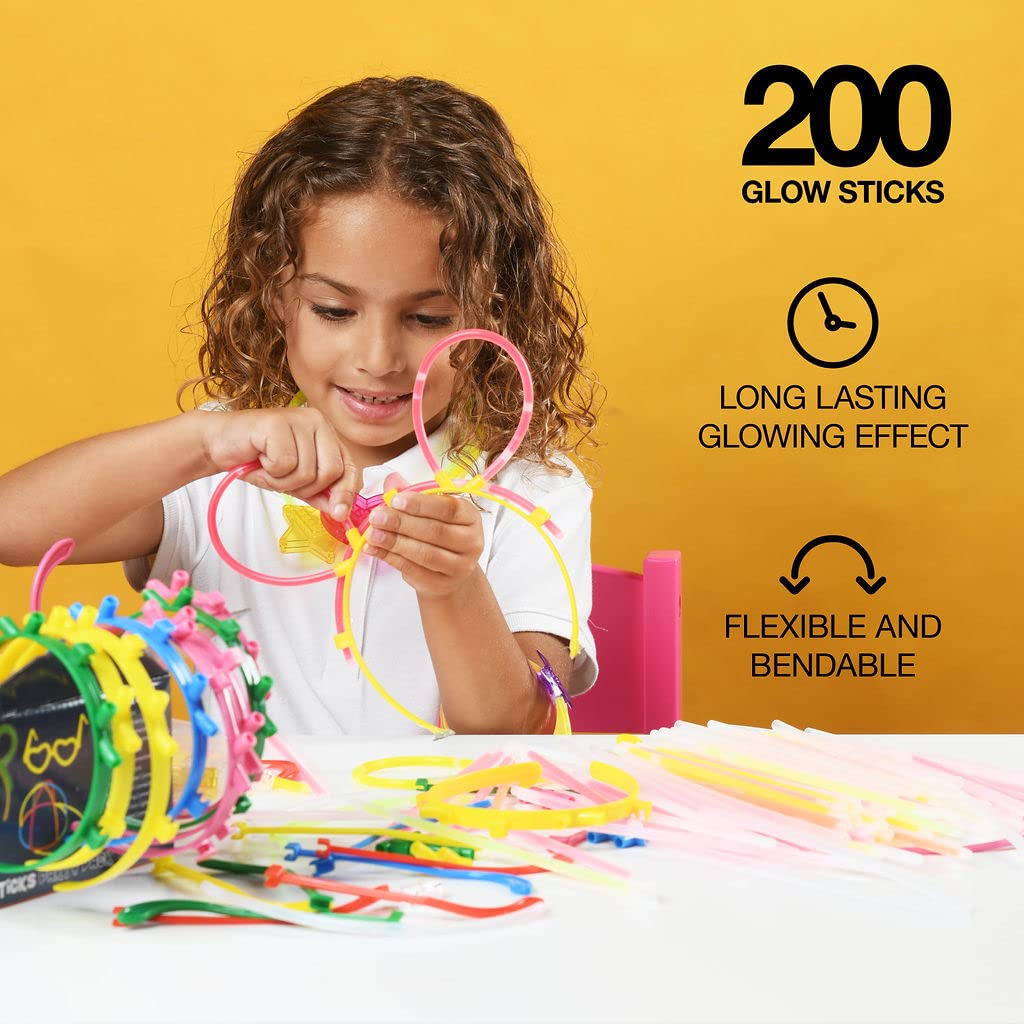 500 Glow Sticks Party Pack Necklaces And Bracelets - Ultra Bright Glow in The Dark Party Supplies, Bulk 8    Mixed Colors 200 St