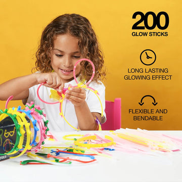 500 Glow Sticks Party Pack Necklaces And Bracelets - Ultra Bright Glow in The Dark Party Supplies, Bulk 8    Mixed Colors 200 St