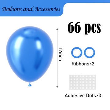 Voircoloria Metallic Blue Balloons, 66Pack 12Inch Chrome Blue Latex Party Balloons For Birthday Baby Shower Graduation Wedding G