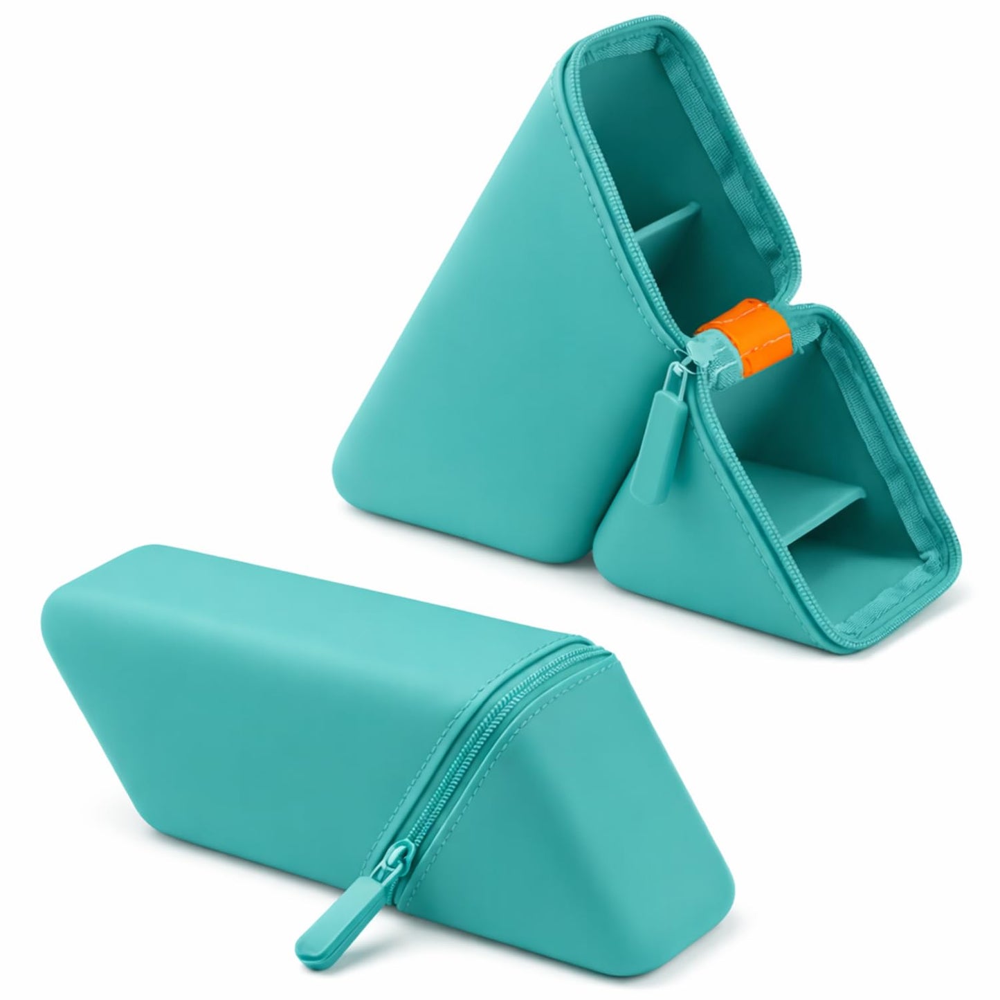 Pixenza Expandable Pencil Pouch, Soft Dual-Compartment Pen Case With Zip, Foldable Standing Pen Holder Pouch For School, Office,