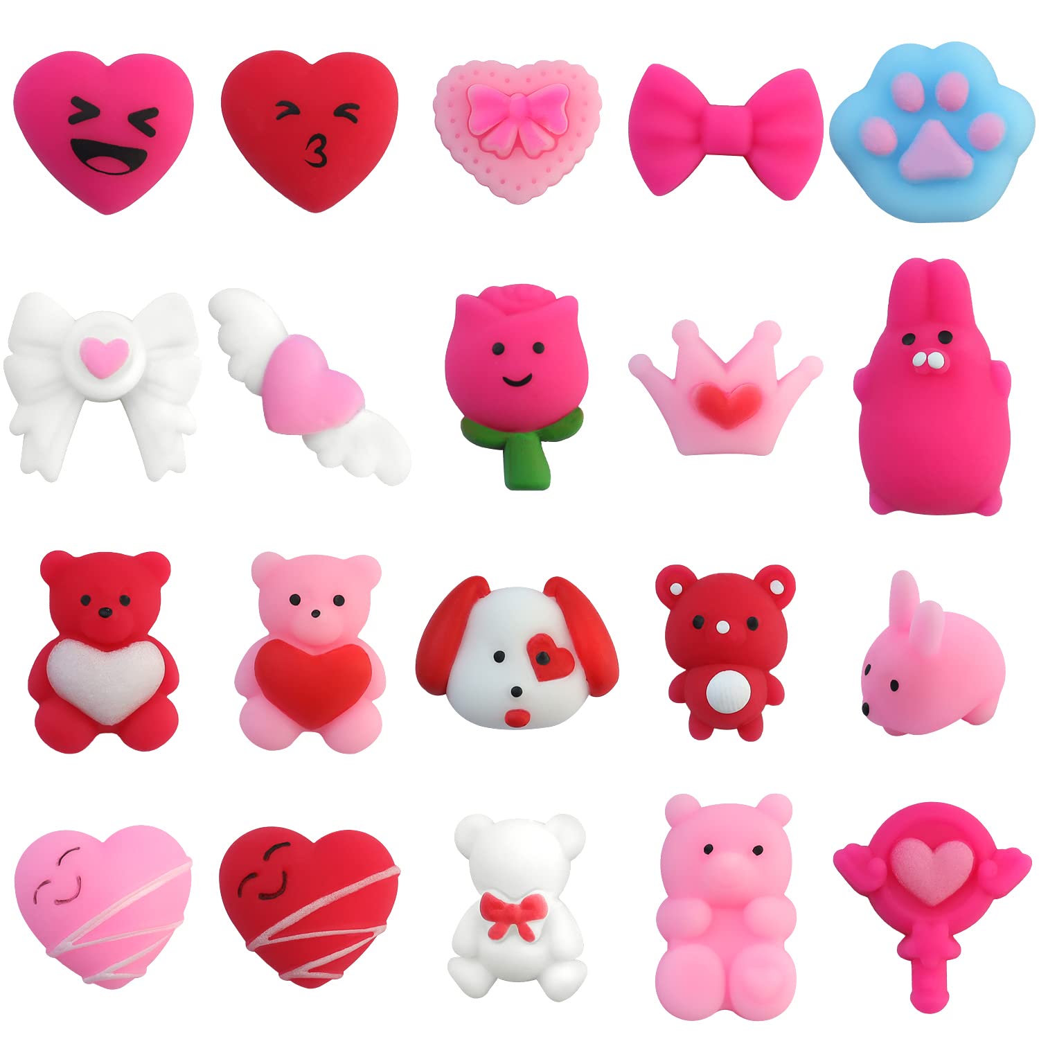 100Pcs Valentines Day Mochi Squishy Toys, Mini Kawaii Squishies Soft Fidget Toys Stress Squeeze Toys Party Bags Filler, Small Stocking Stuffers For Classroom Prizes Boys Girls Birthday Exchange Gifts