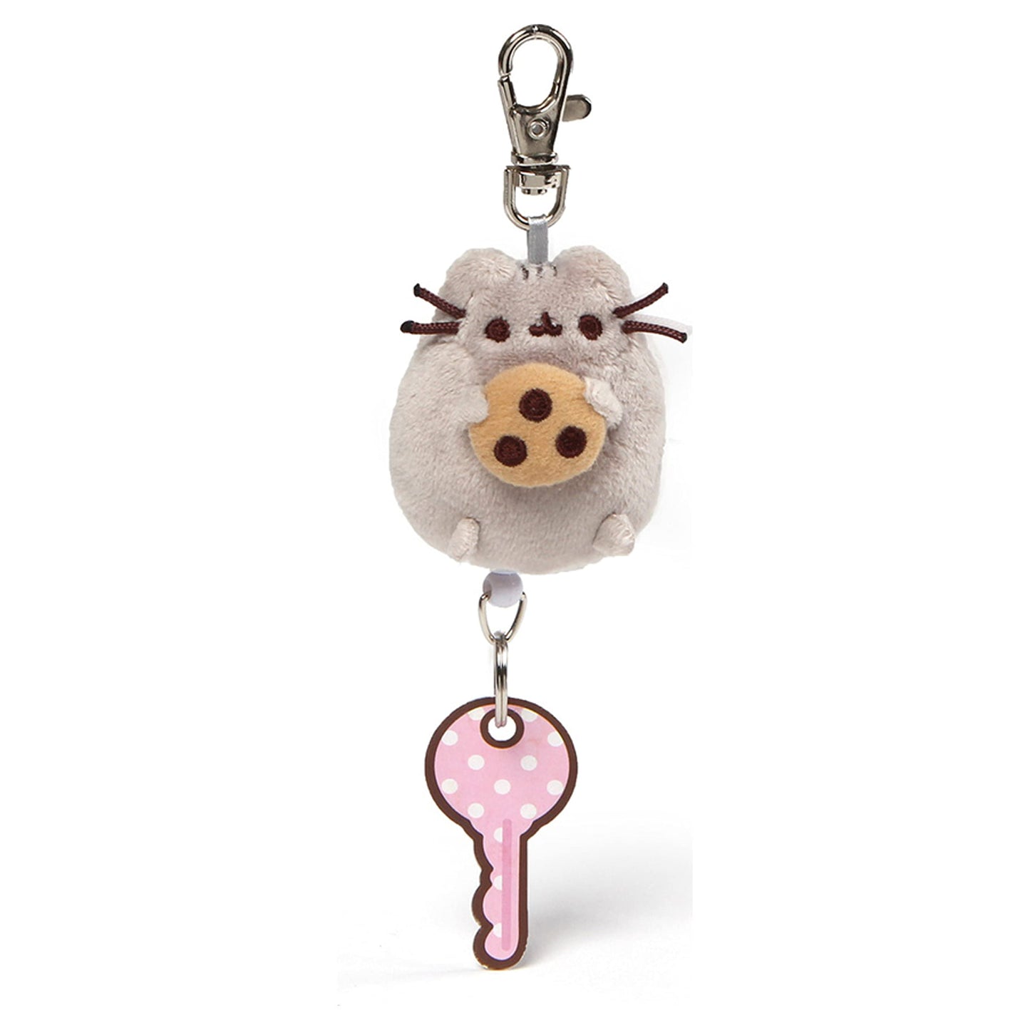 Gund Pusheen With Cookie Plush Retractable Keychain, 2.5''