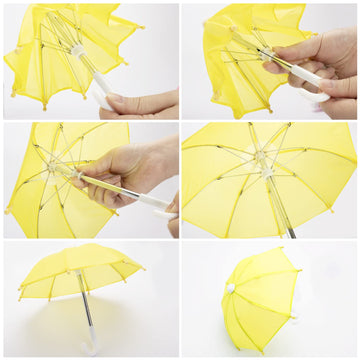 Hiawbon 1:6 Scale 8 Pcs Miniature Umbrellas Adjustable Mini Colorful Sunny Rainy Umbrella For 18 Inch People Decoration