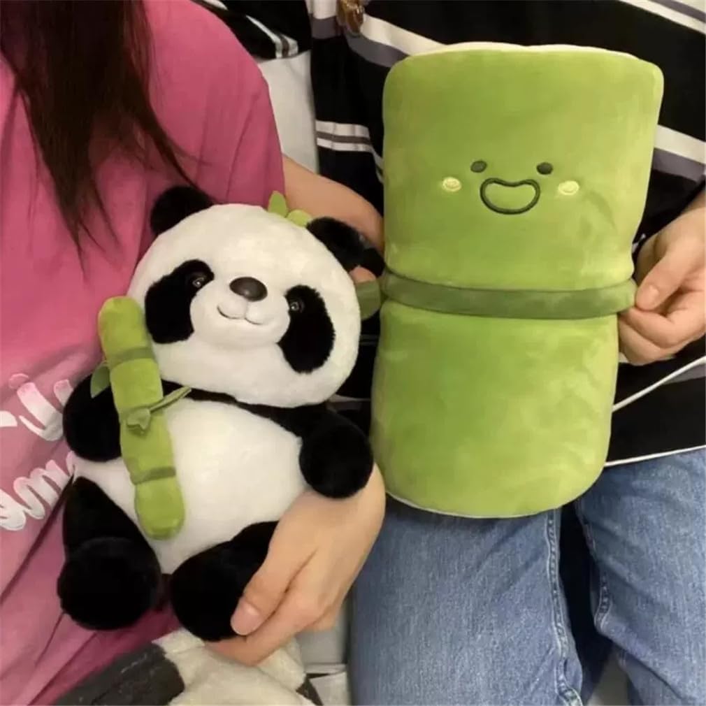 Storescent Cute Panda Plush With Bamboo, Kawaii Soft Panda In Bamboo Stuffed Animals Toy, Plushies Doll Gifts For Kids Girls Boy