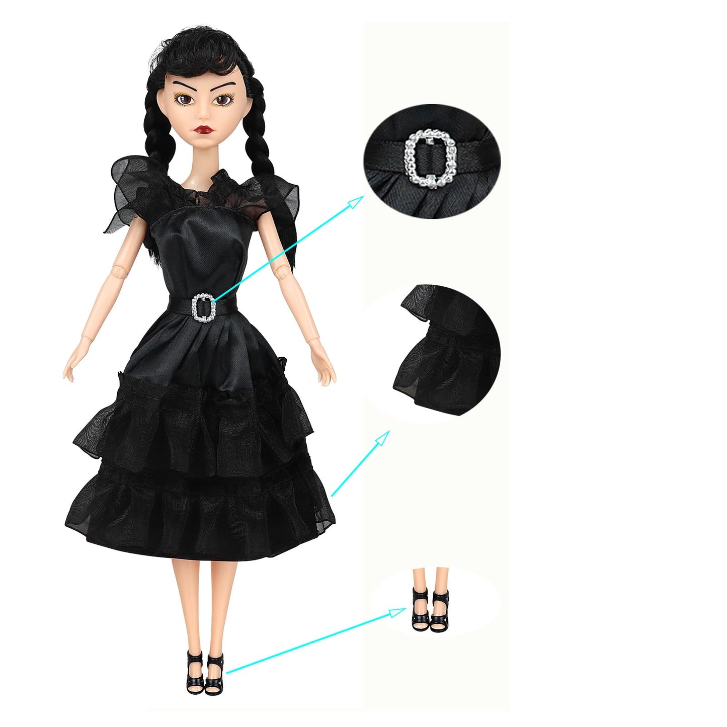Ttsuimiless 11.5 Inch Girls Dolls, Black Dolls, Black Dress, Halloween Christmas Dolls, Birthday For Girls Fans Kids