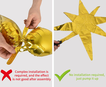 Toniful 4 Pcs 22Inch 4D Huge Gold Star Balloons Explosion Star Mylar Foil Balloons For Party Supplies Backdrop Christmas,New Yea