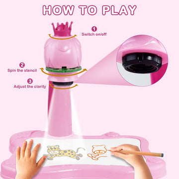 Bakam Drawing Projector Table For Kids, Trace And Paint Drawing Board With Light & Music, Smart Projector Sketcher Desk, Preschool Learning Kids Toys For Ages 5-7, 4 Year Old Girl Birthday Gifts