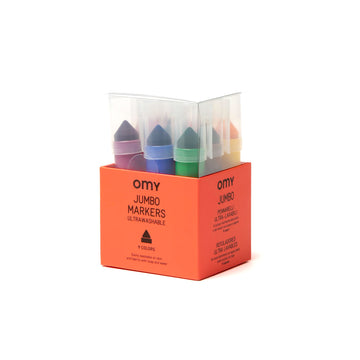 Omy Signature Jumbo Washable Markers | Box of 9 Bright Colors | Giant Tips for Easy Coloring | Non-Staining Washable Ink | Perfe