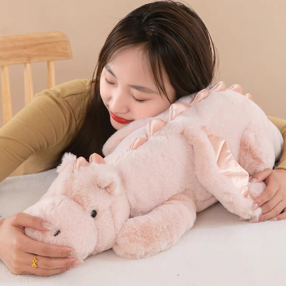 Leahaoe 27.5'' 2Lbs Weighted Stuffed Animal, Soft And Sturdy Weighted Dragon Plush For Kids And Adults, Small Pink Dragon Stuffe