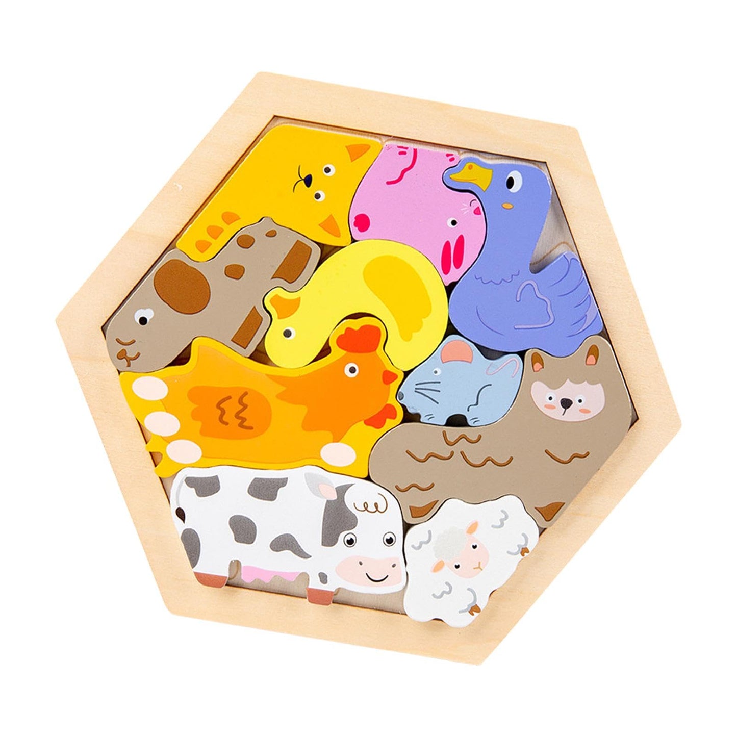 Merishopp Wooden Infant Puzzles Cute For Kids Beginner Preschool Educational Activity Pattern D| Baby Learning Toy | Infant Acti