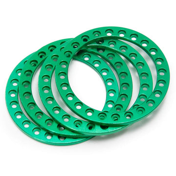 RCLIONS 4pcs Aluminum Replacement Wheel Rim Beadlock Ring for 1:10th RC Crawler Car 1.9'' RC Wheels/Rims (Green)