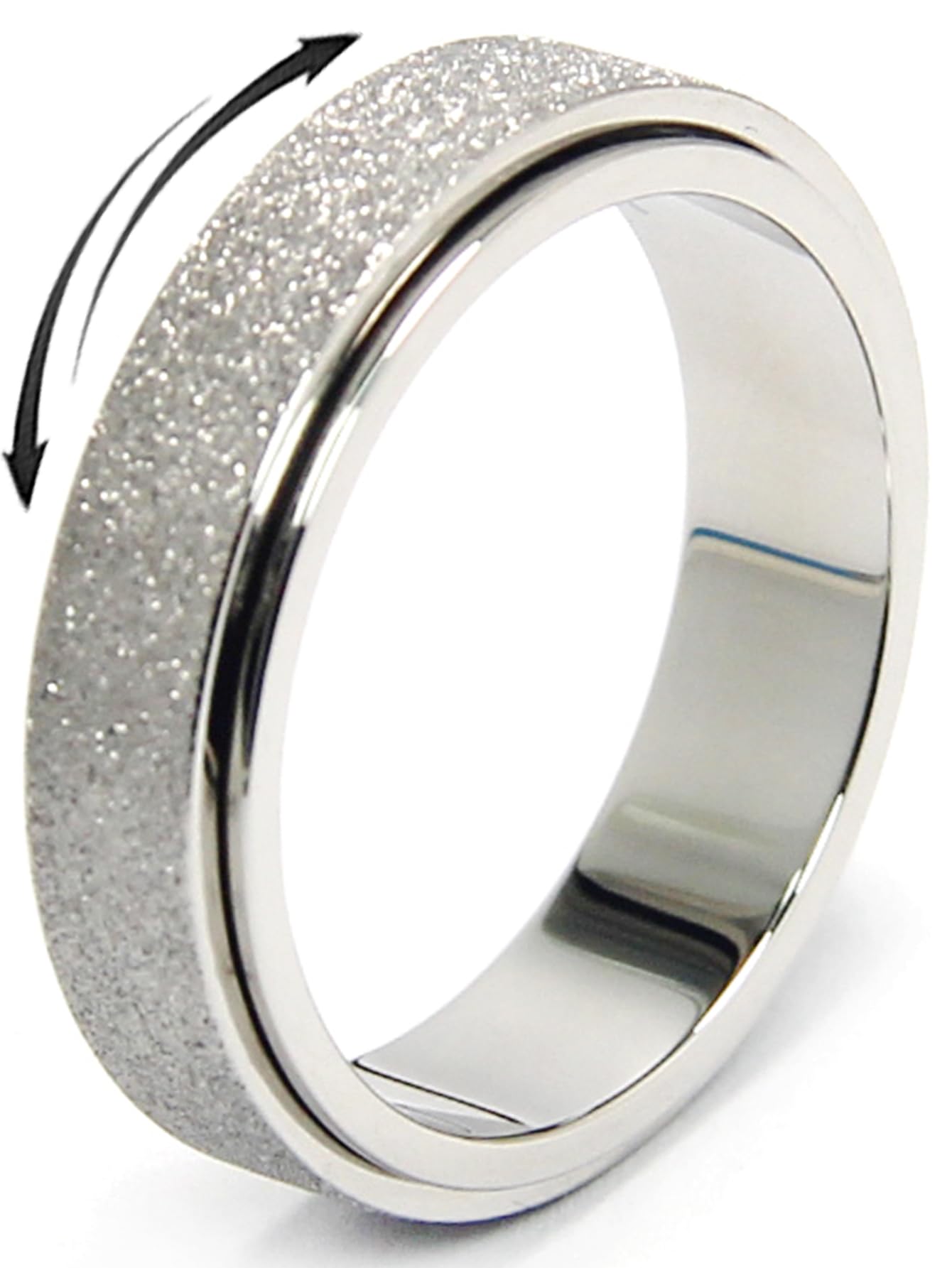 MHWTTY Fidget Spinner Ring for Anxiety Relief - Adjustable Size 8, Available in Black, Rainbow, Rose Gold, Silver - Perfect Fidget Toy for Adults