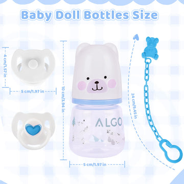 Babeside Baby Doll Bottles Set With Baby Doll Bibs Doll Pacifiers And Pacifier Clips Chain, Cute Baby Doll Feeding Set For Rebor