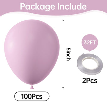 Kalor Pastel Pink Balloons,100 Pcs 5 Inch Mini Matte Latex Balloons For Balloon Garland Arch, Birthday Decoration, Wedding Party, Baby Shower Decorations
