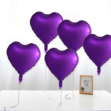 30 Pcs Metallic Purple Heart Balloons 18In Foil Heart Shaped 18 Inch Balloons Helium Mylar Balloons Foil Balloon Decoration For
