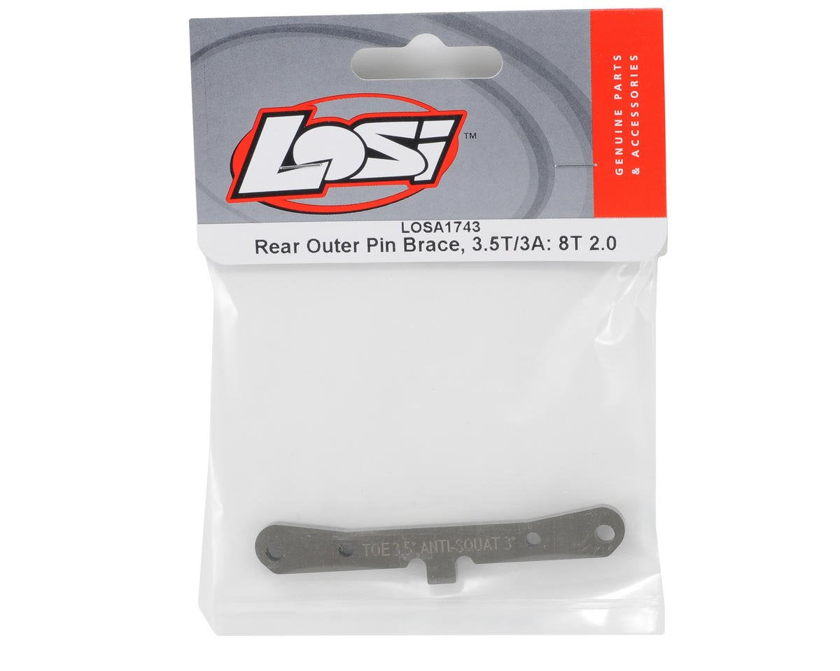 Rear Outer Pin Brace, 3.5T/3A: 8T 2.0 by Team Losi