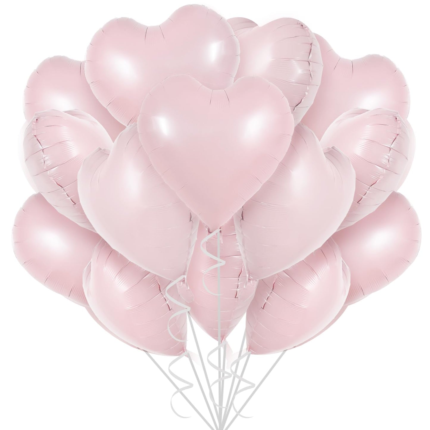 TONIFUL 30Pcs 18 Inch Baby Pink Heart Balloons Pastel Pink Heart Shape Foil Mylar Balloons Decoration for Birthday Valentines D