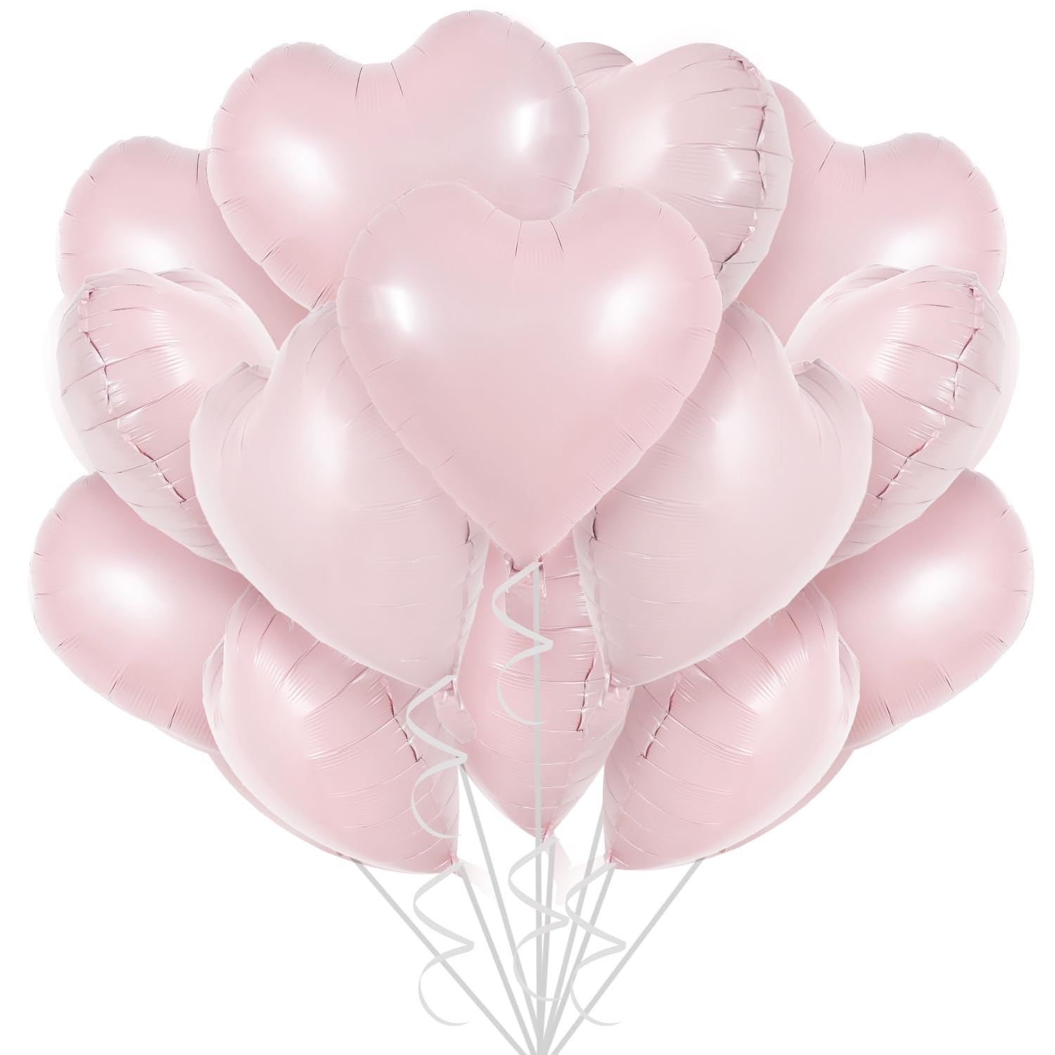 TONIFUL 30Pcs 18 Inch Baby Pink Heart Balloons Pastel Pink Heart Shape Foil Mylar Balloons Decoration for Birthday Valentines D