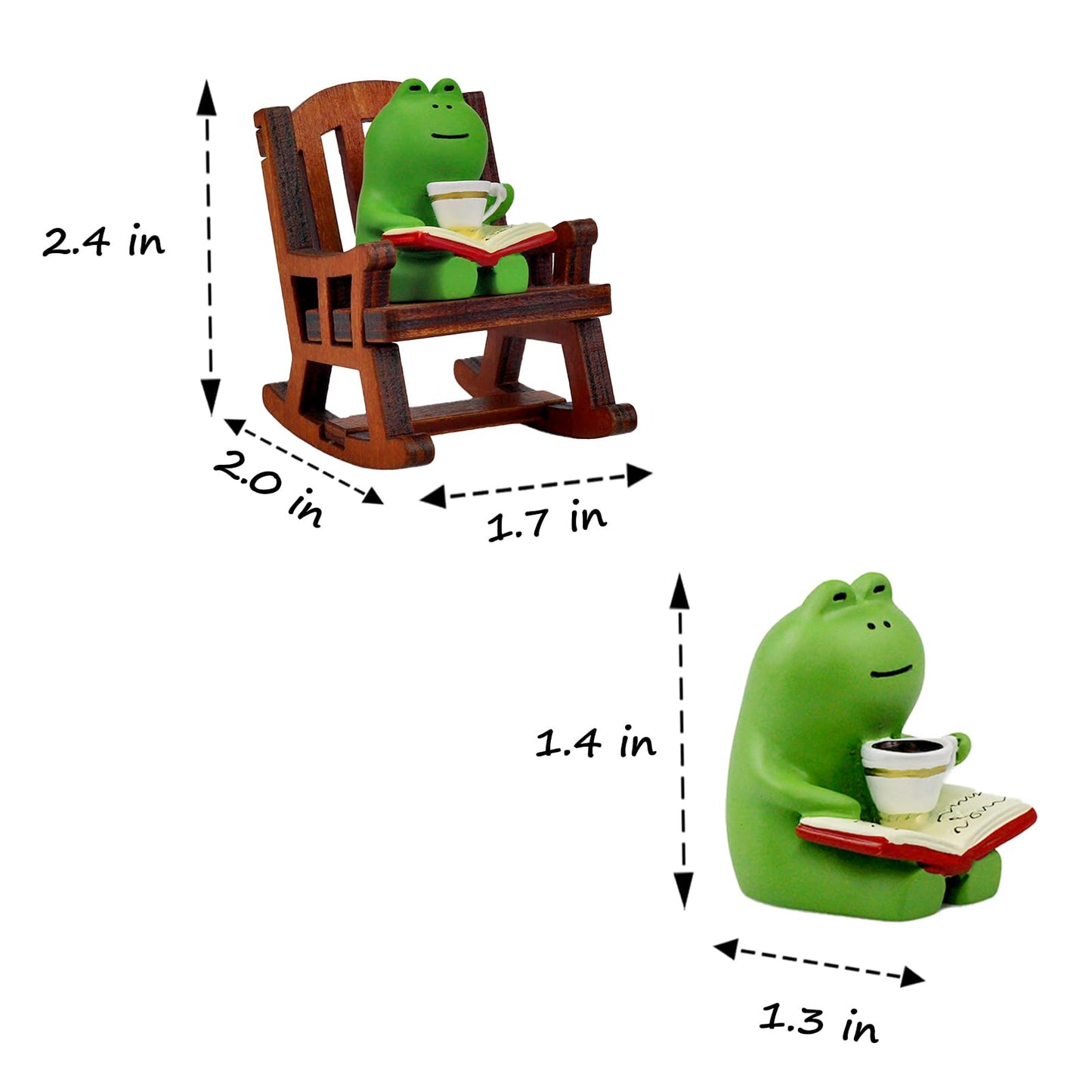 Refintural Miniature Frog Figurines - Funny Frog Sculpture For Shelf, Desk Decoration - Frog Desk Accessories - Perfect Cute Fro